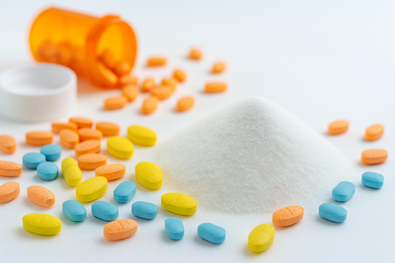 API tozu ve çok renkli tabletler